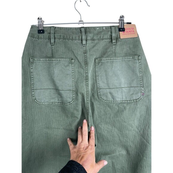 Scotch & Soda Floral-Embroidery Wide-Leg Trousers Pip Womens Green 26/30 Read - Picture 7 of 16